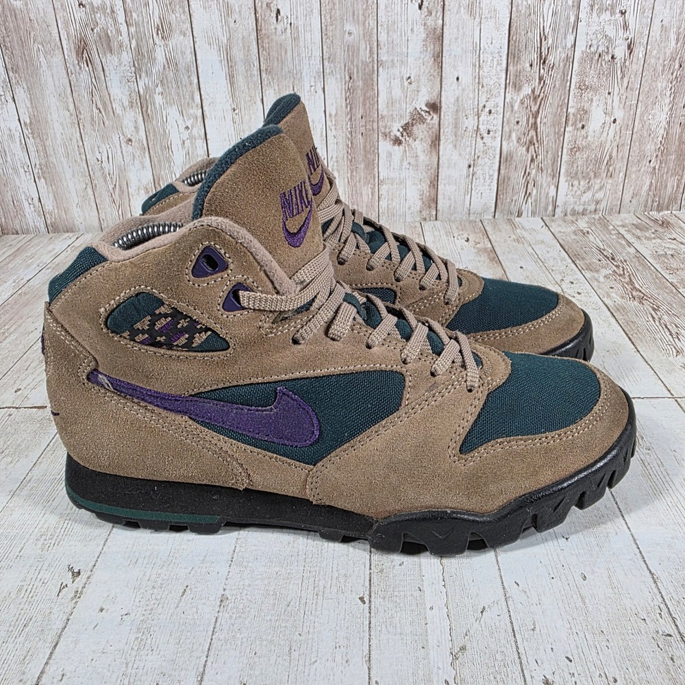 Vintage 1994 Nike ACG Hiking Boots Tan Teal Purple 685015-251 Womens 9.5